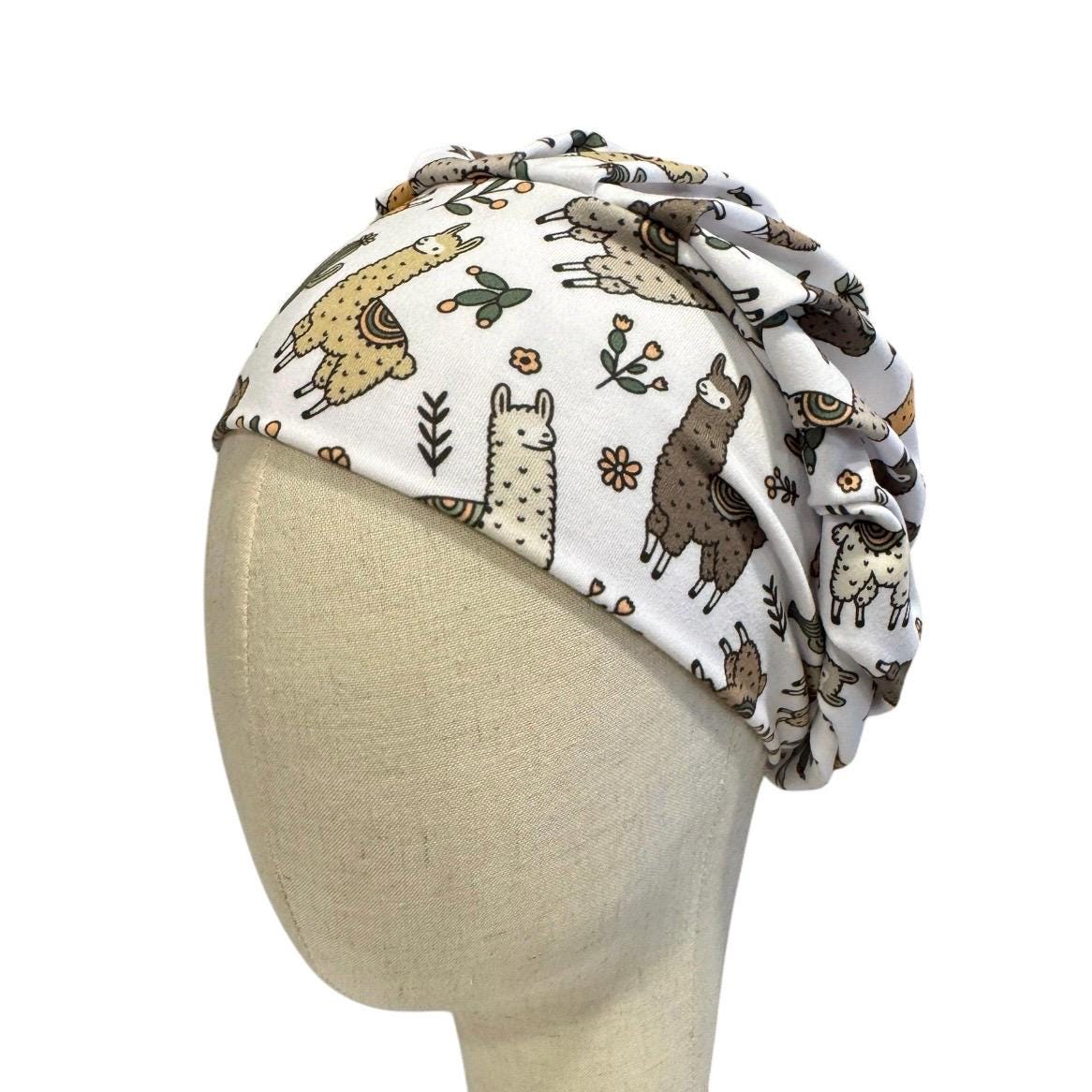 Llama Bouffant Scrub Cap – Cute Animal Surgical Cap, Nurse Hat, White Llama print
