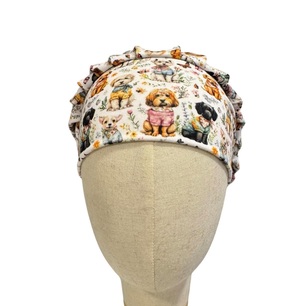 Dog Lover Bouffant Scrub Cap, Cute Puppy Surgical Cap, Animal Print Nurse Hat