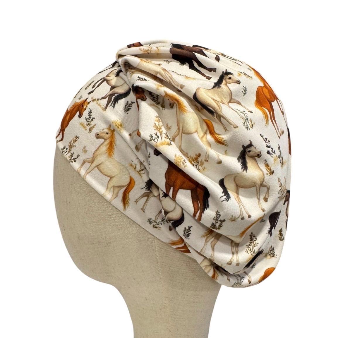 Horses Bouffant Scrub Cap, Equestrian Surgical Cap, Western Horse Print Nurse Hat
