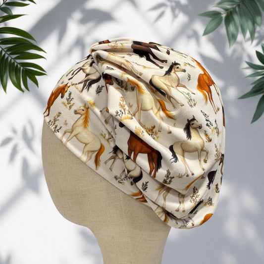 Horses Bouffant Scrub Cap, Equestrian Surgical Cap, Western Horse Print Nurse Hat