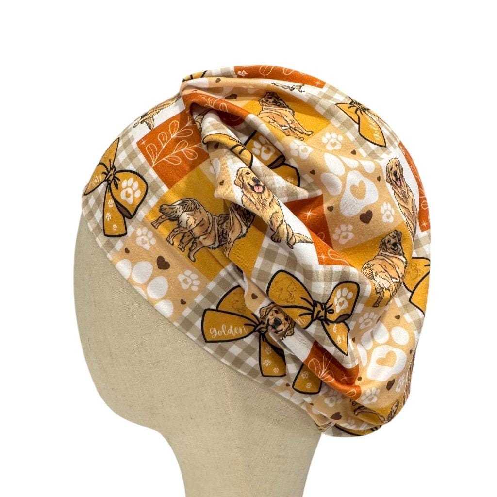 Golden Retriever Bouffant Scrub Ca, Dog Mom Bouffant Surgical Cap, Cute Puppy Nurse Hat