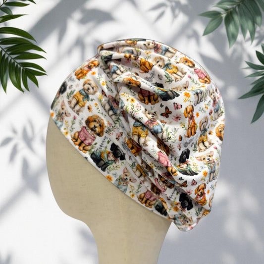 Dog Lover Bouffant Scrub Cap, Cute Puppy Surgical Cap, Animal Print Nurse Hat