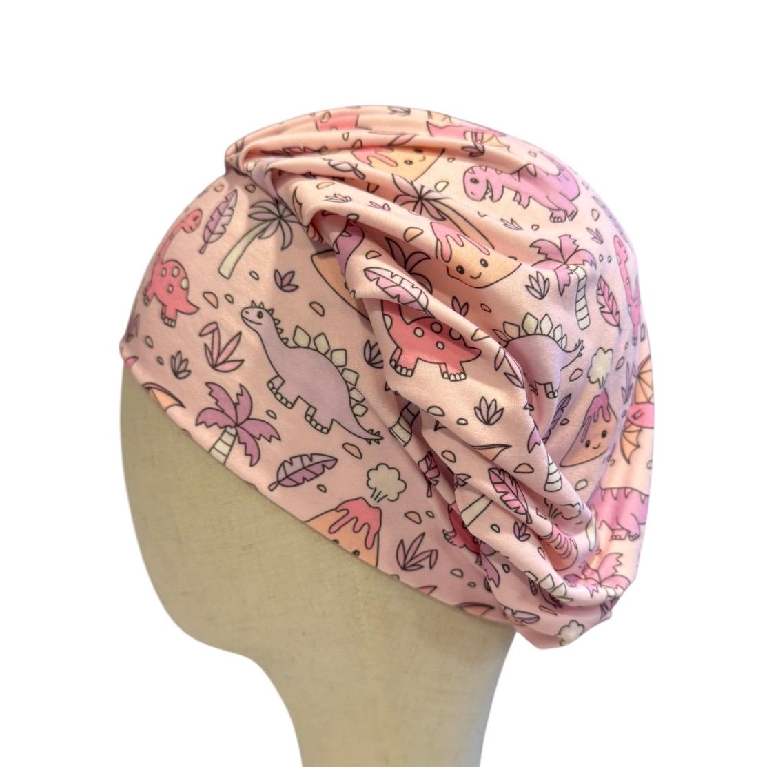 Pink Dinosaur Print Scrub Cap | Bouffant Headband Style, Surgical Hat