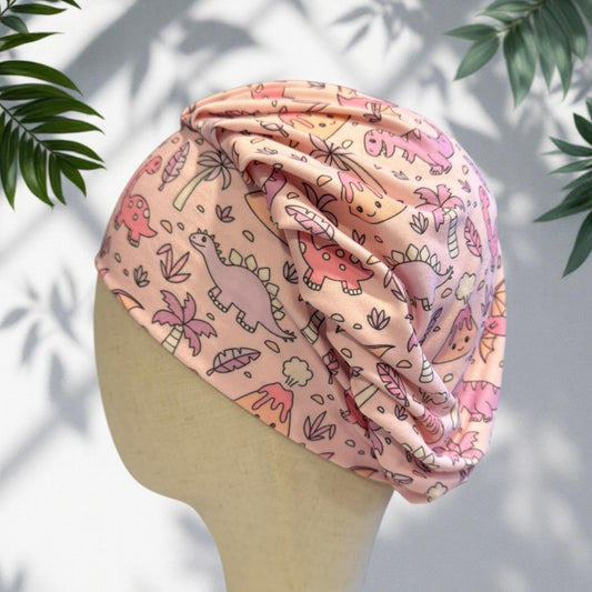 Pink Dinosaur Print Scrub Cap | Bouffant Headband Style, Surgical Hat
