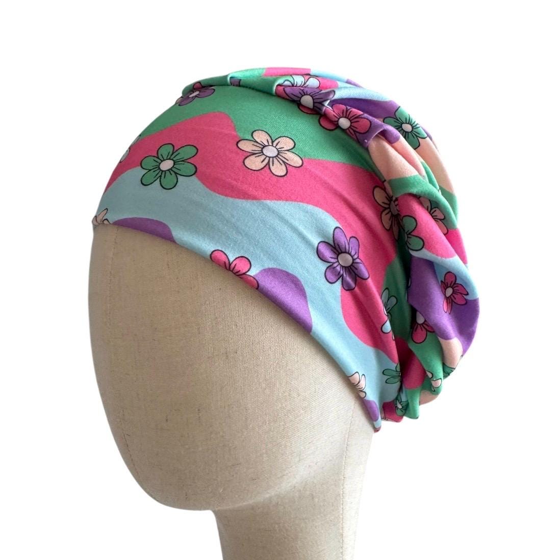Pastel Floral Bouffant Scrub Cap | Headband Style Surgical Cap | Colorful Nurse Scrub Hat | Ponytail Medical Cap