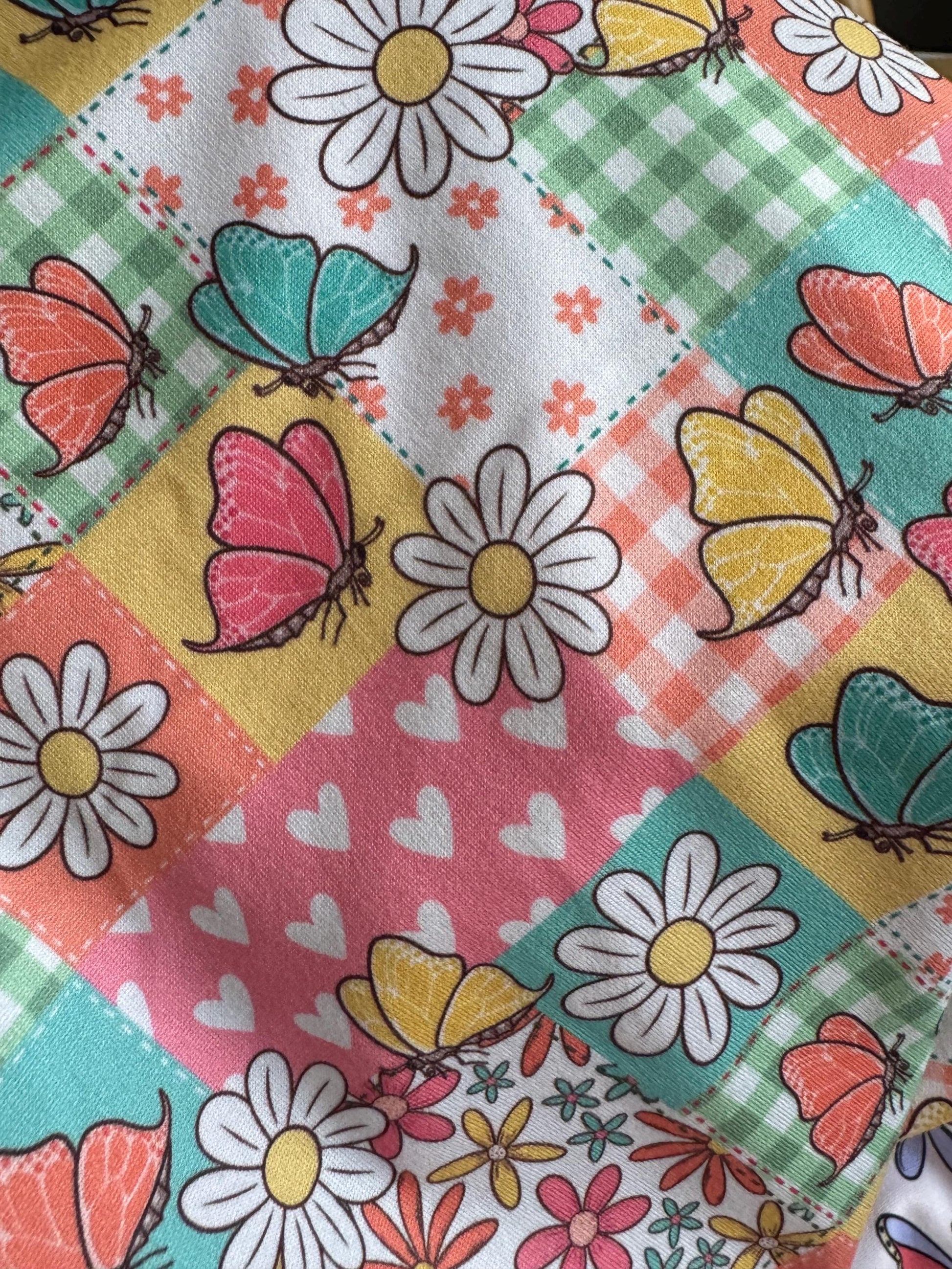Butterfly Floral Bouffant Scrub Cap | Headband Style Nurse Cap | Colorful Patchwork Surgical Hat | Ponytail Scrub Cap