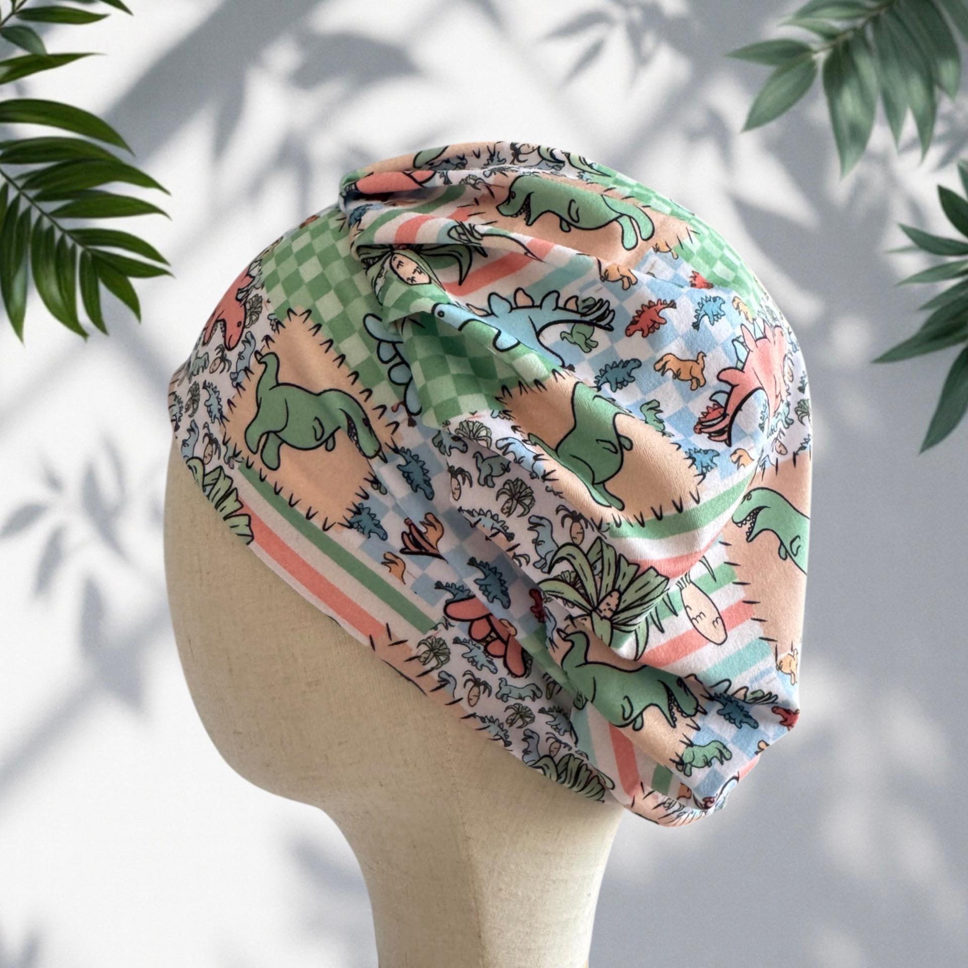 Dinosaur Bouffant Scrub Cap | Headband Style Pediatric Nurse Cap | Cute Dino Surgical Hat | Ponytail Medical Scrub Cap