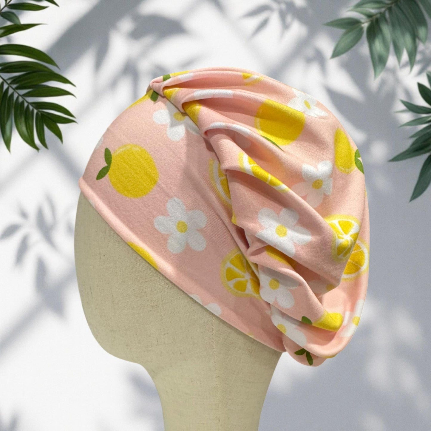 Lemon Bouffant Scrub Cap | Floral Nurse Scrub Hat | Cute Summer Surgical Cap | Stretch Scrub Hat Pink