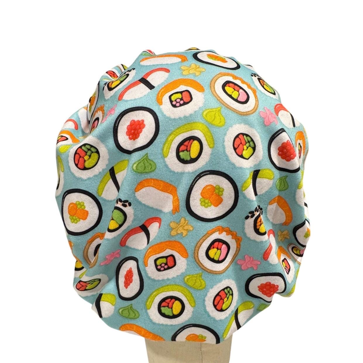 Sushi Bouffant Scrub Cap | Cute Food Nurse Scrub Hat | Headband Stylw Surgical Cap | Fun Scrub Hat