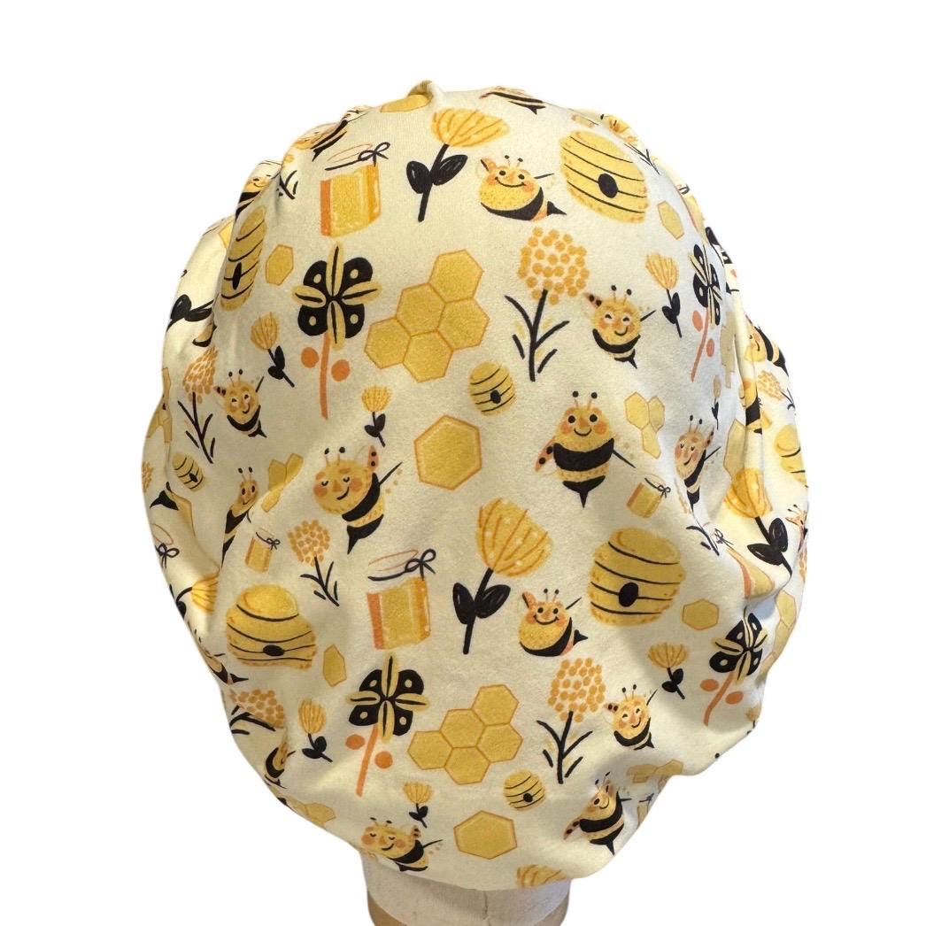 Bees Bouffant Scrub Cap, Headband Style Surgical Hat