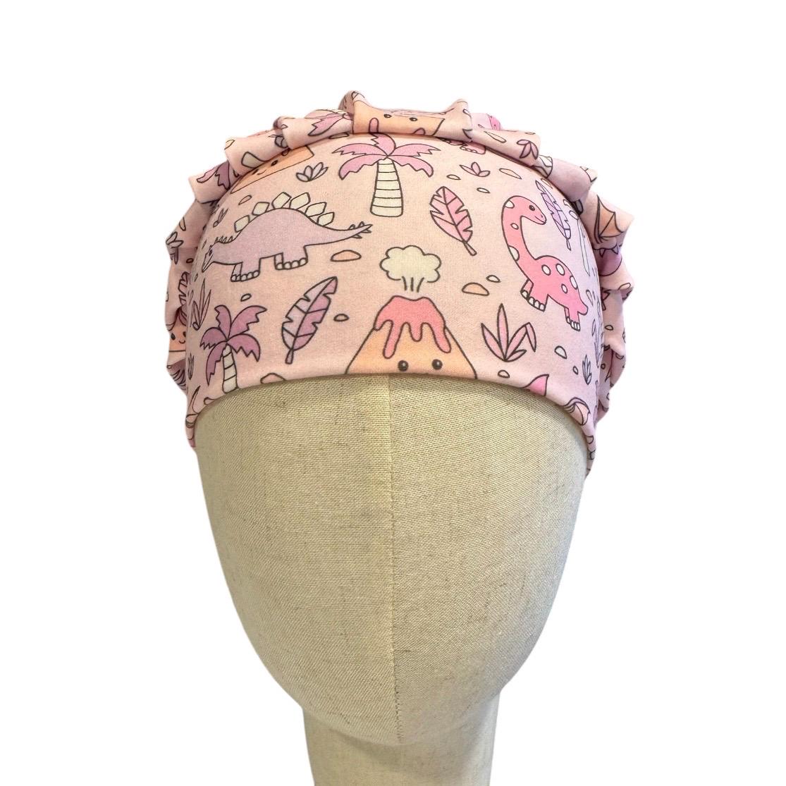 Pink Dinosaur Print Scrub Cap | Bouffant Headband Style, Surgical Hat