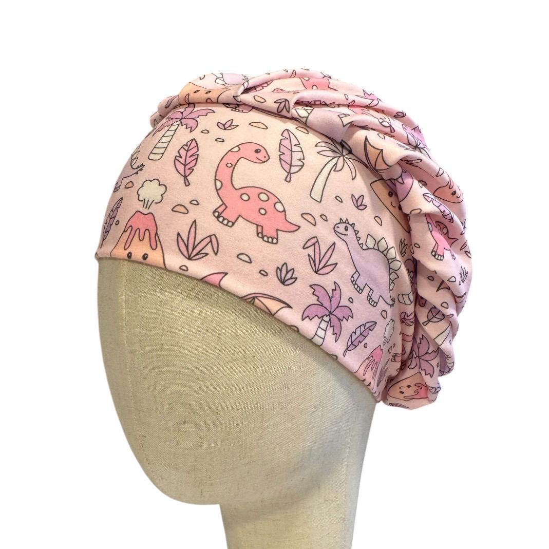 Pink Dinosaur Print Scrub Cap | Bouffant Headband Style, Surgical Hat