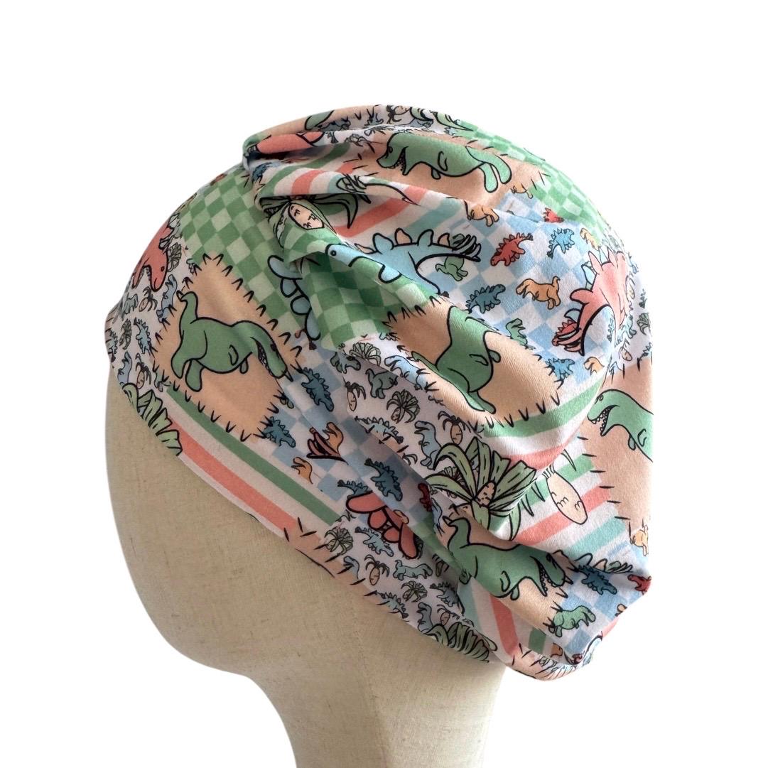 Dinosaur Bouffant Scrub Cap | Headband Style Pediatric Nurse Cap | Cute Dino Surgical Hat | Ponytail Medical Scrub Cap