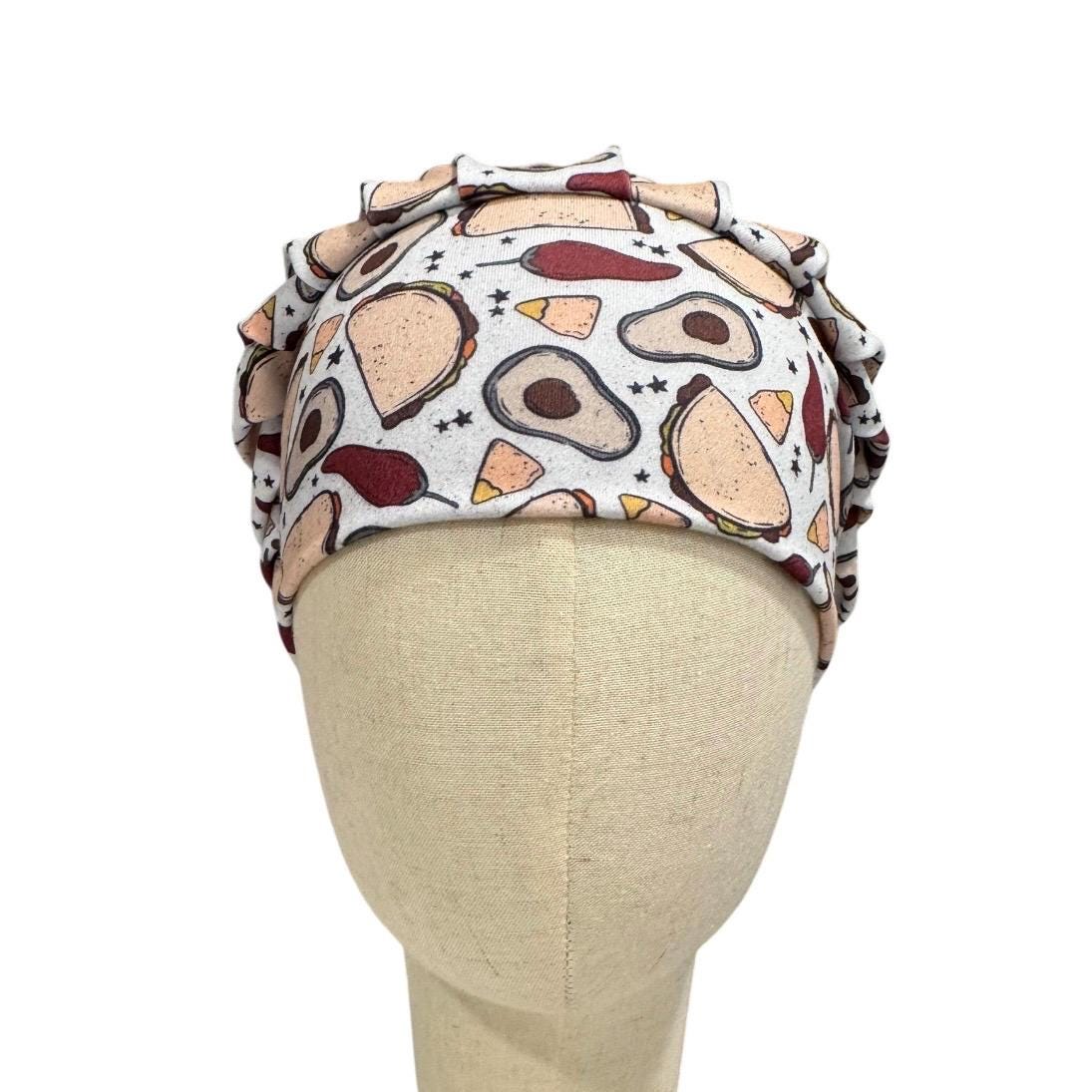 Taco Bouffant Scrub Cap, Fiesta Surgical Hat, Mexican Food Scrub Cap, Nurse Scrub Hat