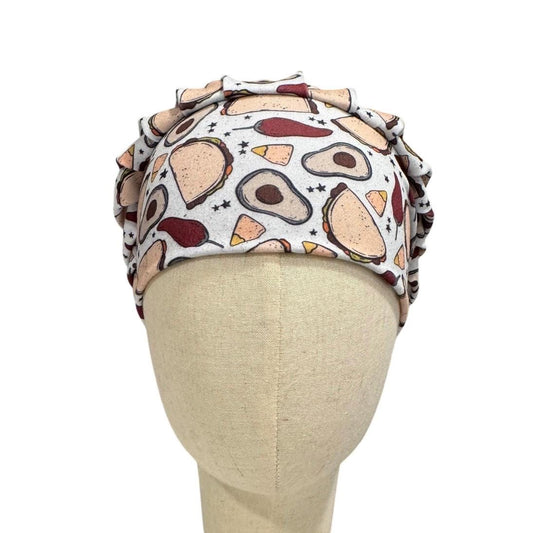 Taco Bouffant Scrub Cap, Fiesta Surgical Hat, Mexican Food Scrub Cap, Nurse Scrub Hat