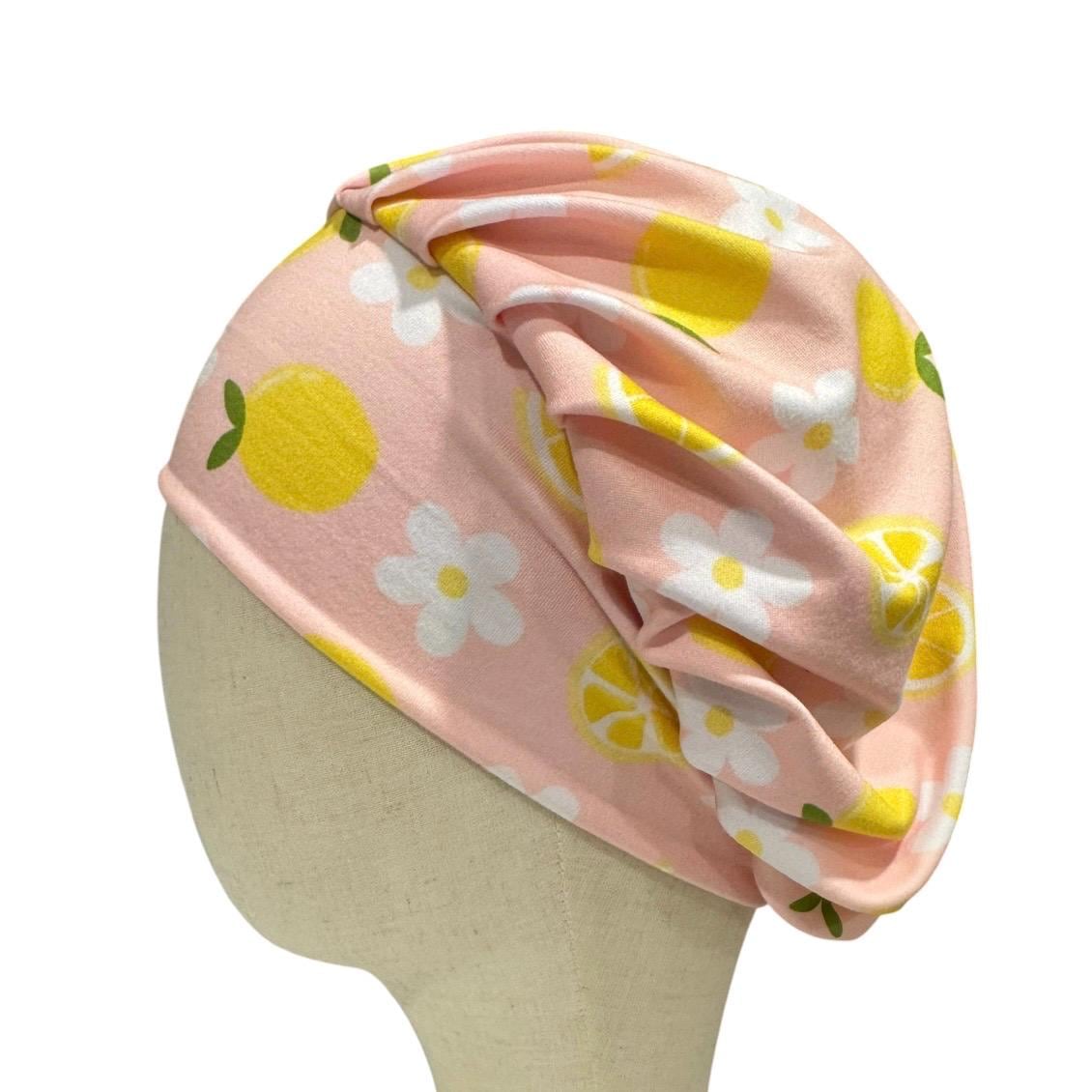 Lemon Bouffant Scrub Cap | Floral Nurse Scrub Hat | Cute Summer Surgical Cap | Stretch Scrub Hat Pink