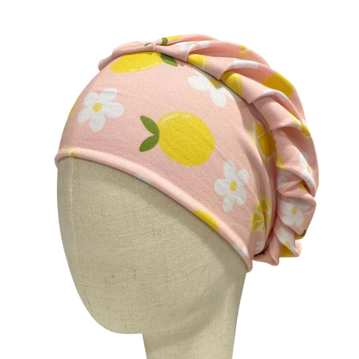 Lemon Bouffant Scrub Cap | Floral Nurse Scrub Hat | Cute Summer Surgical Cap | Stretch Scrub Hat Pink