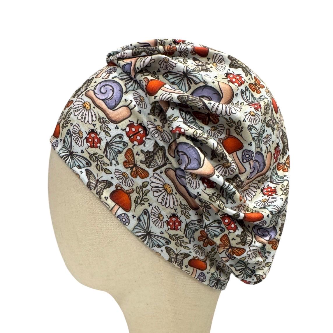 Mushroom Butterfly Bouffant Scrub Cap | Cottagecore Nurse Scrub Hat | Woodland Surgical Cap | Headband Style Hat