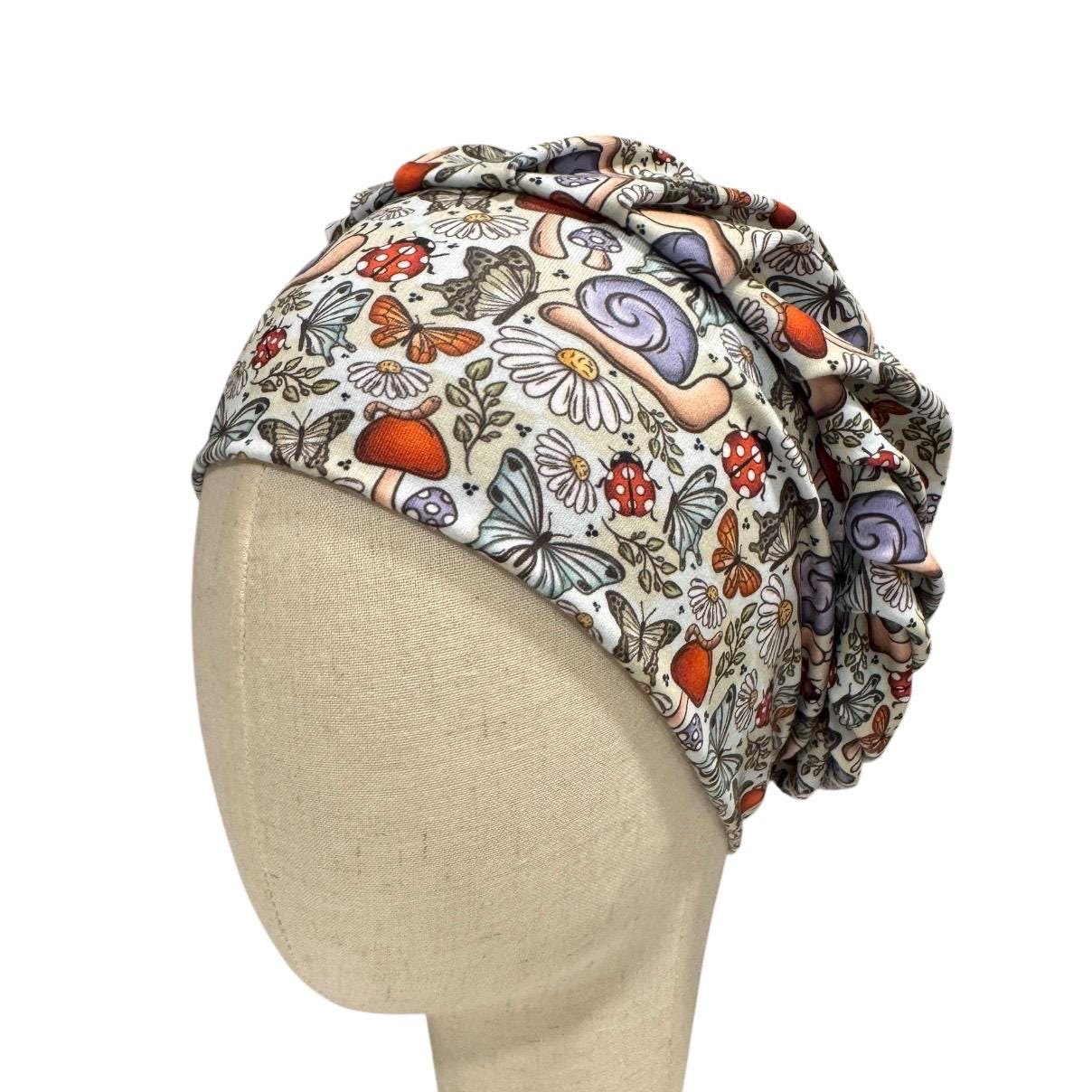 Mushroom Butterfly Bouffant Scrub Cap | Cottagecore Nurse Scrub Hat | Woodland Surgical Cap | Headband Style Hat