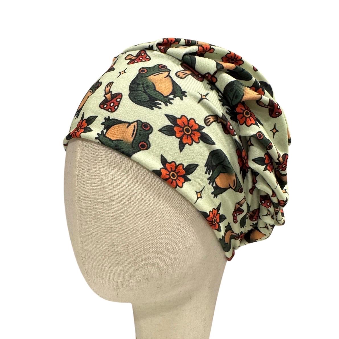 Frog Mushroom Bouffant Scrub Cap | Headband Style Nurse Scrub Hat | Woodland Surgical Cap | Cute Frog Scrub Hat