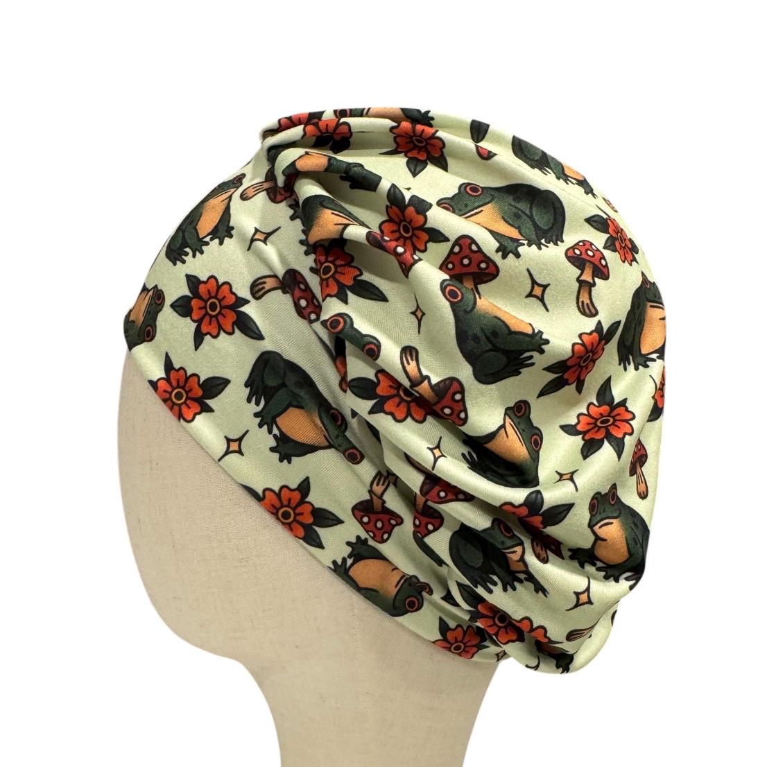 Frog Mushroom Bouffant Scrub Cap | Headband Style Nurse Scrub Hat | Woodland Surgical Cap | Cute Frog Scrub Hat