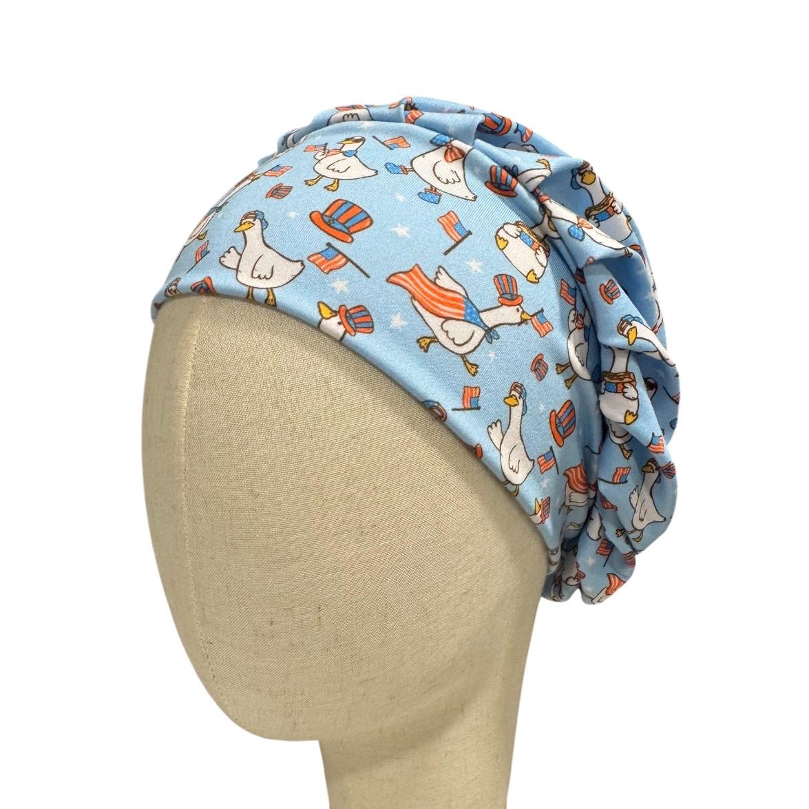 Patriotic Goose Bouffant Scrub Cap | USA Surgical Hat | Women’s OR Cap | American Flag Nurse Hat