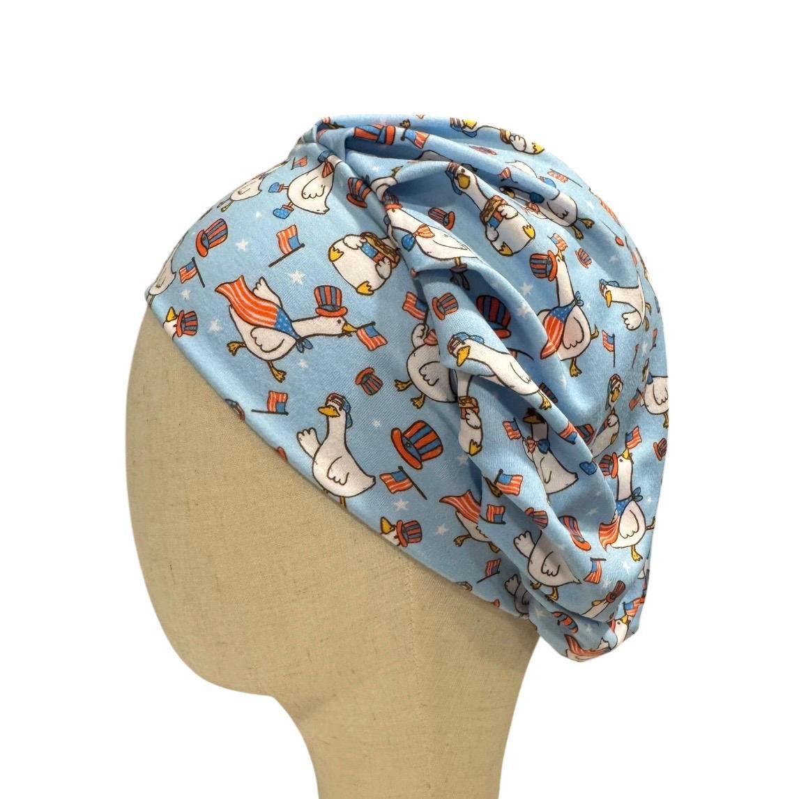 Patriotic Goose Bouffant Scrub Cap | USA Surgical Hat | Women’s OR Cap | American Flag Nurse Hat