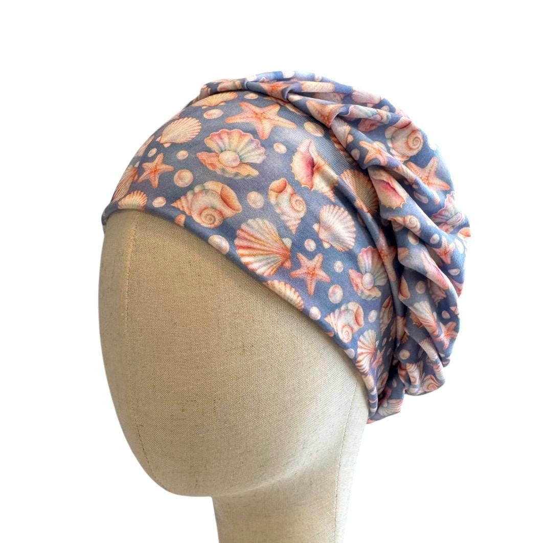 Seashell Bouffant Scrub Cap | Beach Surgical Hat | Ocean Starfish Scrub Hat | Women’s Ponytail OR Cap