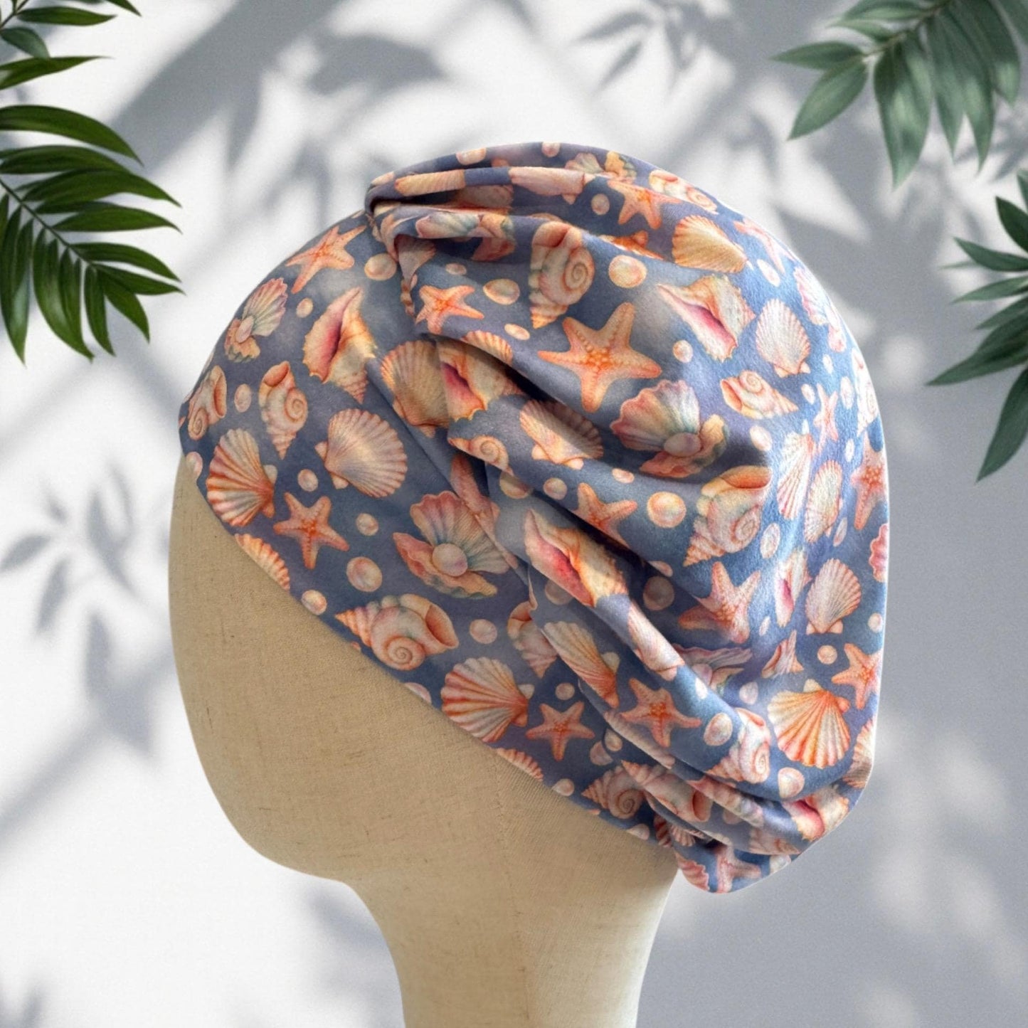 Seashell Bouffant Scrub Cap | Beach Surgical Hat | Ocean Starfish Scrub Hat | Women’s Ponytail OR Cap