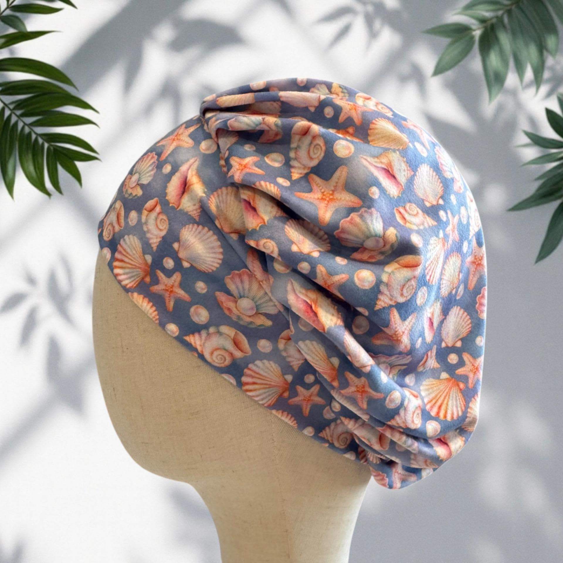 Seashell Bouffant Scrub Cap | Beach Surgical Hat | Ocean Starfish Scrub Hat | Women’s Ponytail OR Cap