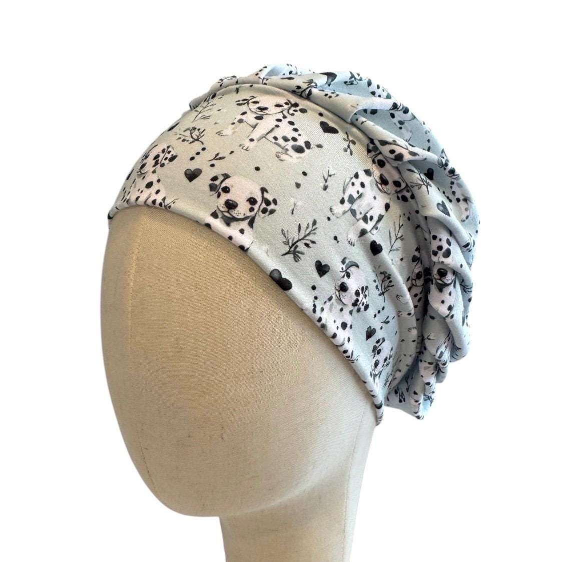 Dalmatian Bouffant Scrub Cap, Dog Print Headband Style Surgical Hat, OR