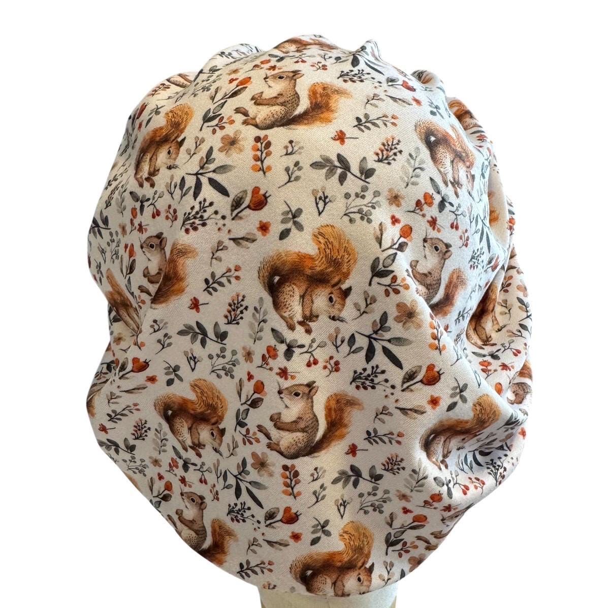 Squirrel Bouffant Scrub Cap, Headband Style Surgical Hat, OR