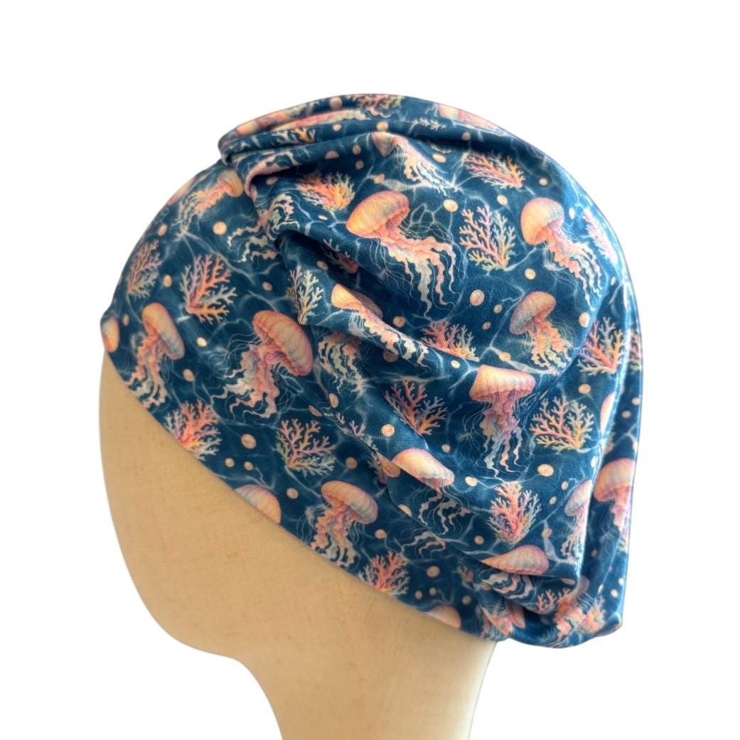 Jellyfish Bouffant Scrub Cap, Ocean Surgical Hat, OR