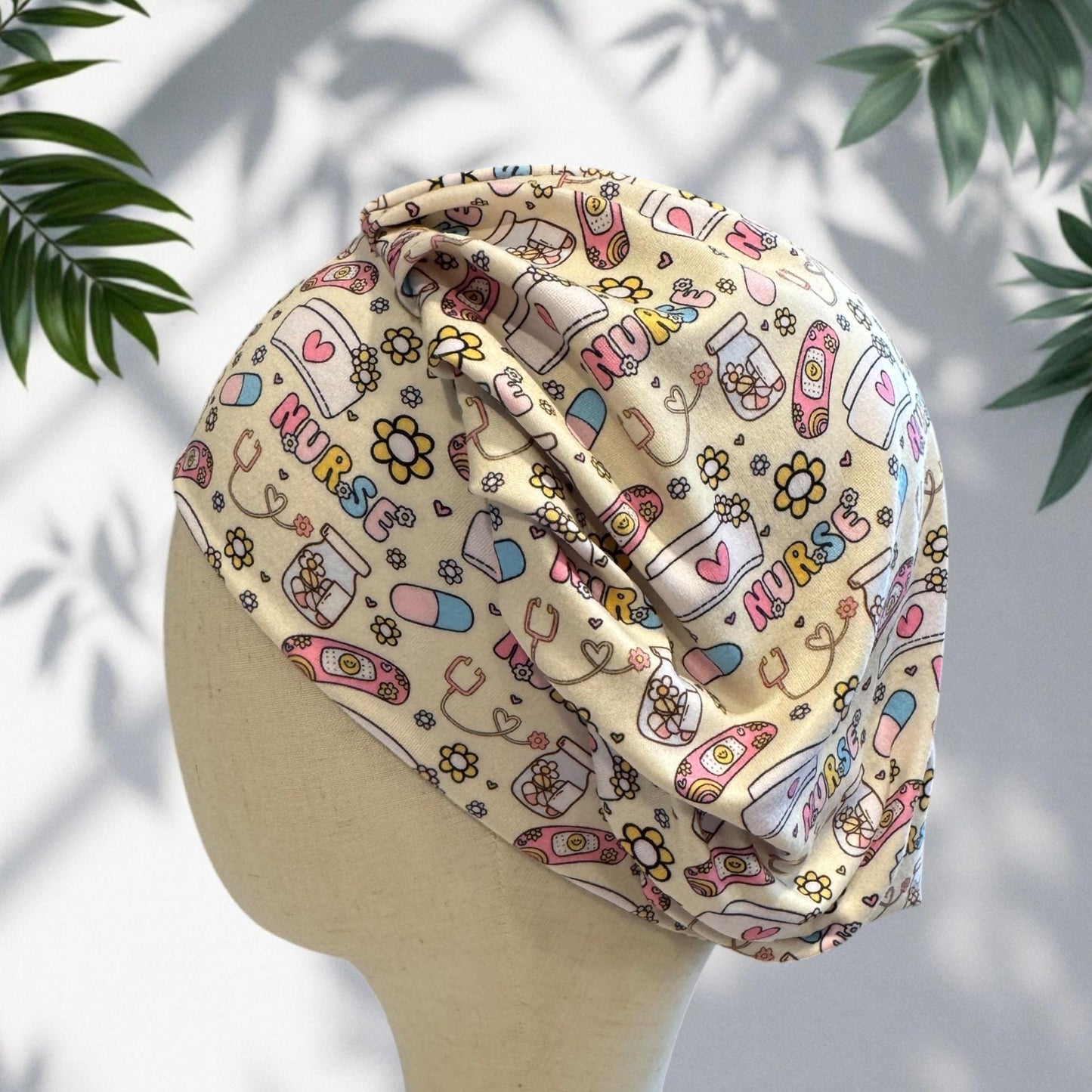 Nurse Bouffant Scrub Cap, Headband Style Surgical Hat, OR Cap