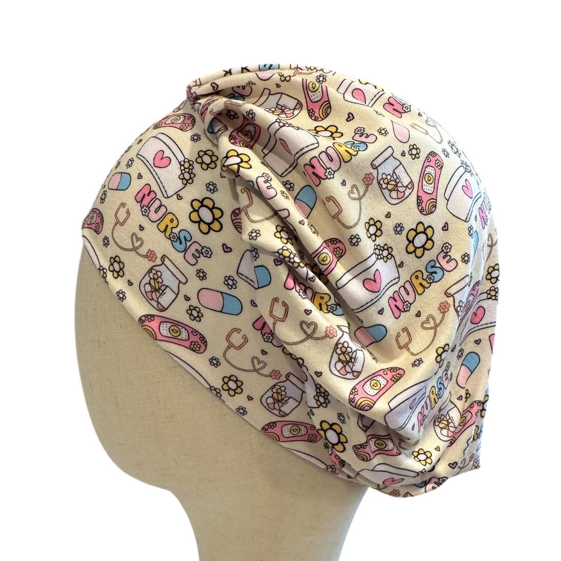 Nurse Bouffant Scrub Cap, Headband Style Surgical Hat, OR Cap