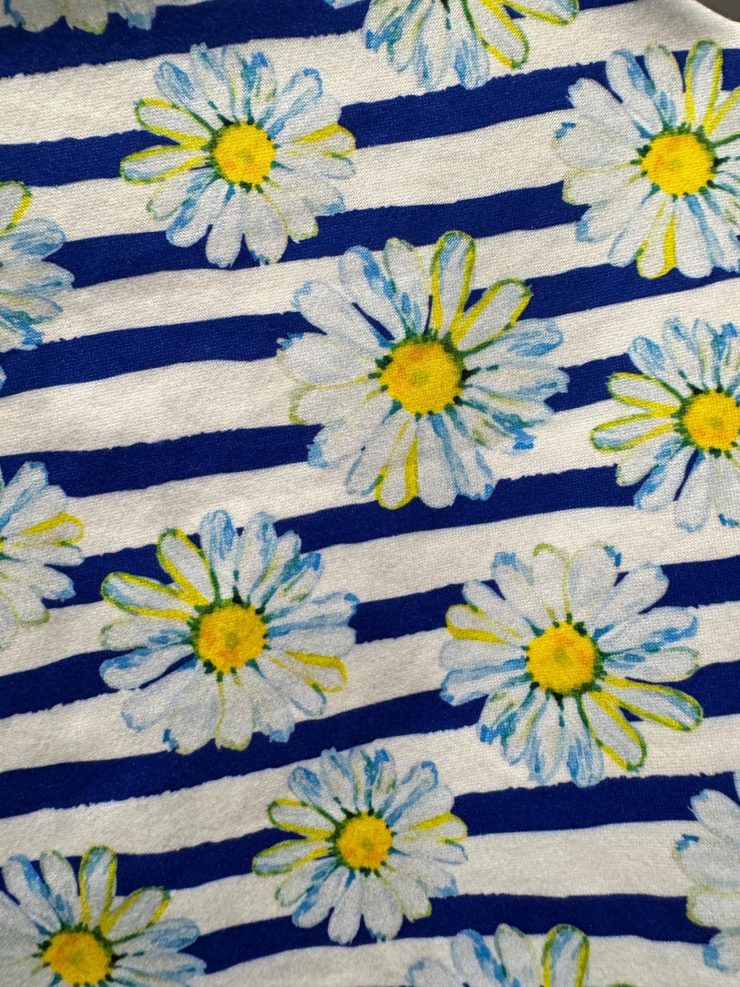 Daisy Bouffant Scrub Cap, Blue Stripe Floral Surgical Hat, Summer Flower Scrub Cap, Headband Style OR Cap