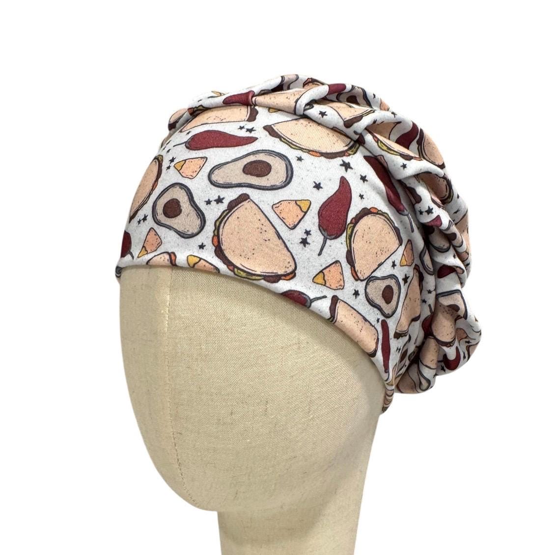 Taco Bouffant Scrub Cap, Fiesta Surgical Hat, Mexican Food Scrub Cap, Nurse Scrub Hat
