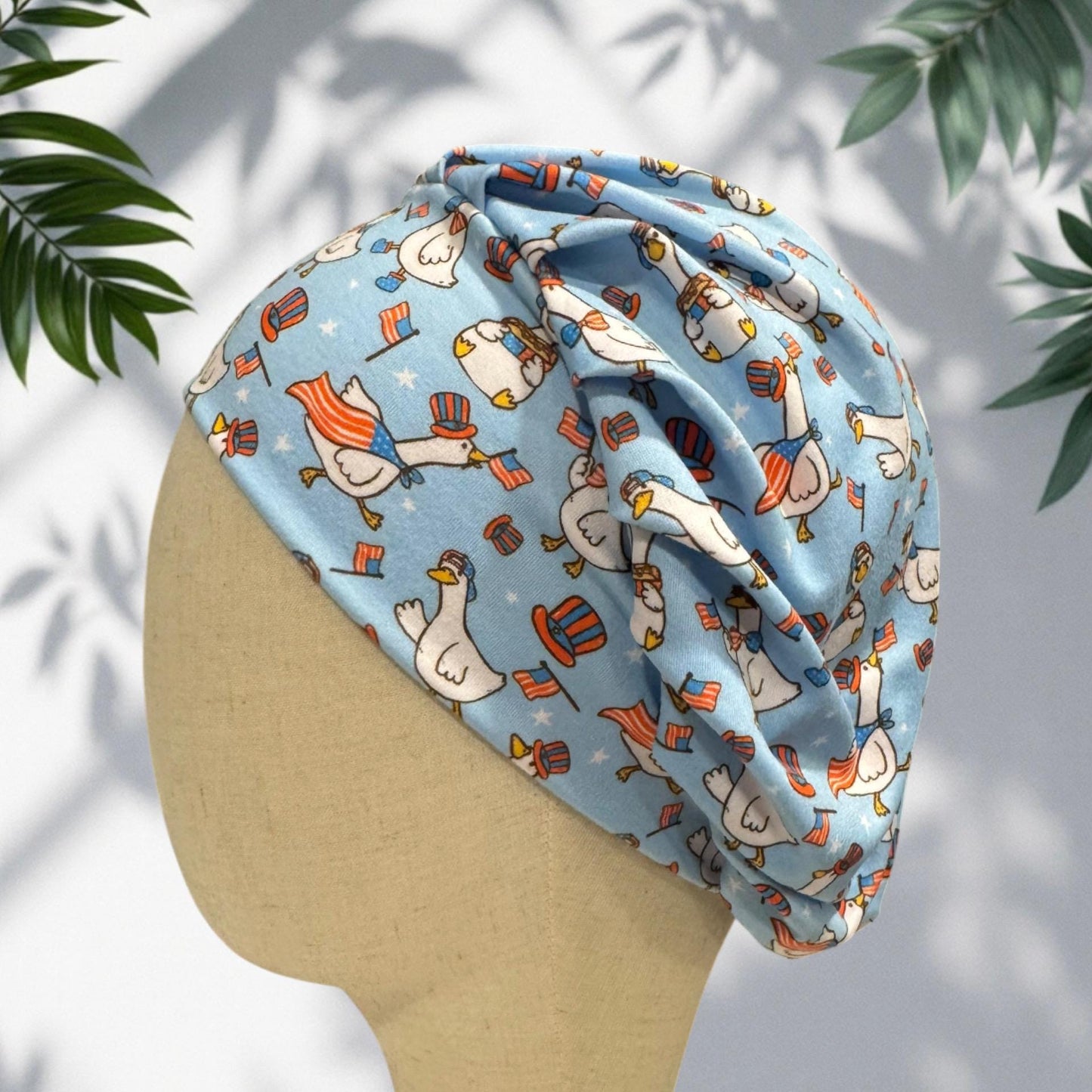 Patriotic Goose Bouffant Scrub Cap | USA Surgical Hat | Women’s OR Cap | American Flag Nurse Hat