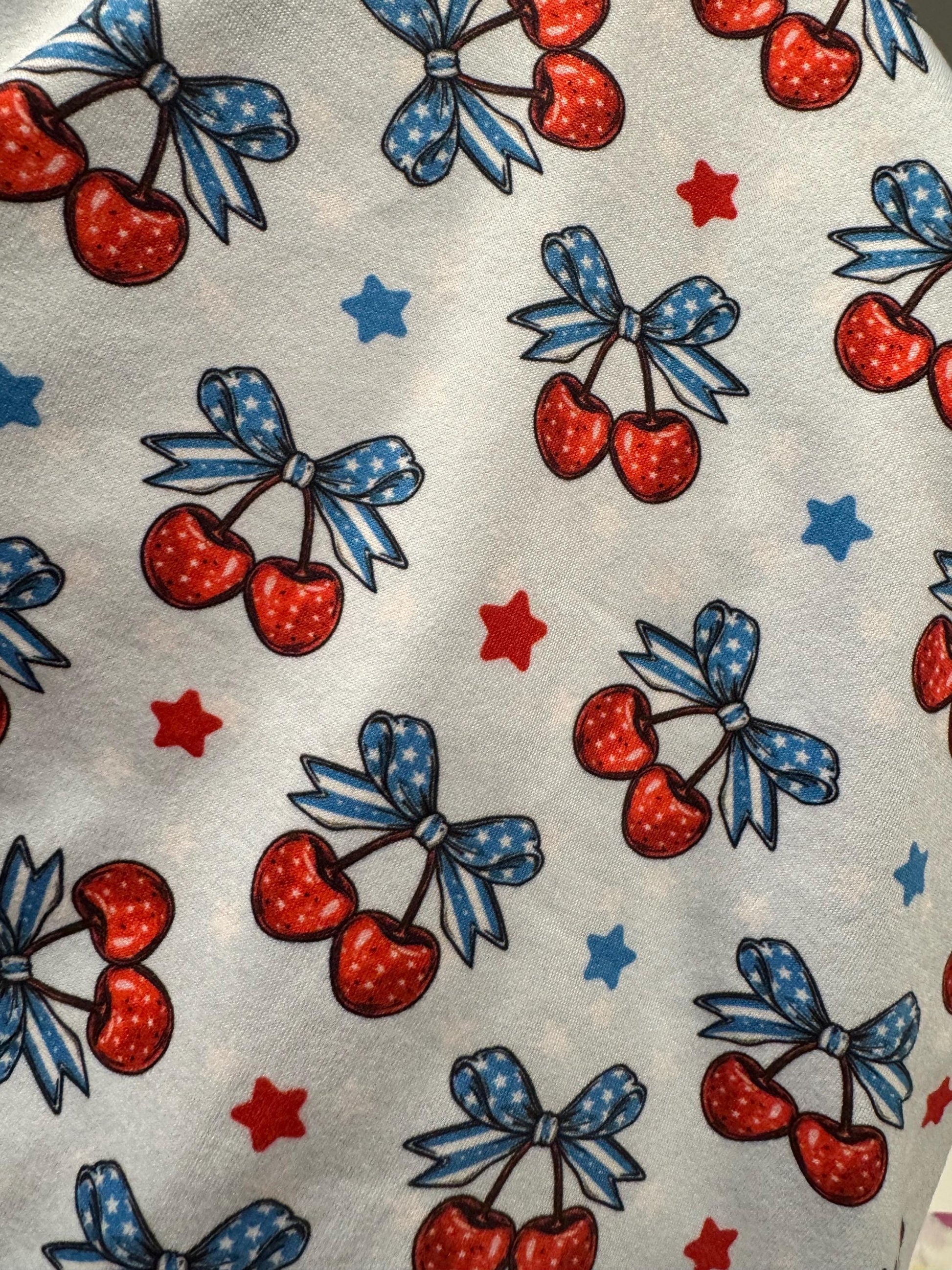 Patriotic Cherry Bouffant Scrub Cap | 4th of July Nurse Hat | Red White Blue Surgical Cap | Women’s OR Scrub Hat