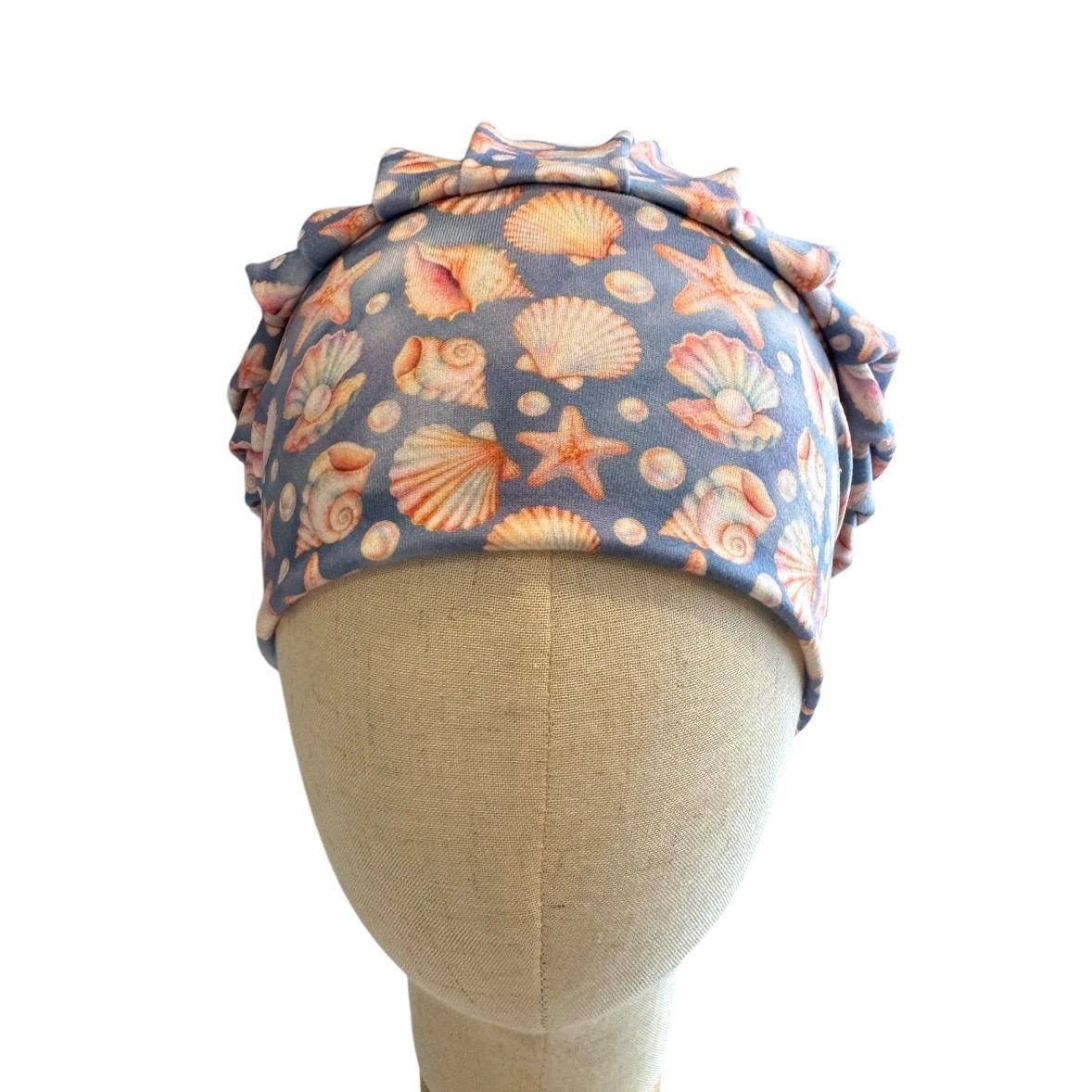 Seashell Bouffant Scrub Cap | Beach Surgical Hat | Ocean Starfish Scrub Hat | Women’s Ponytail OR Cap