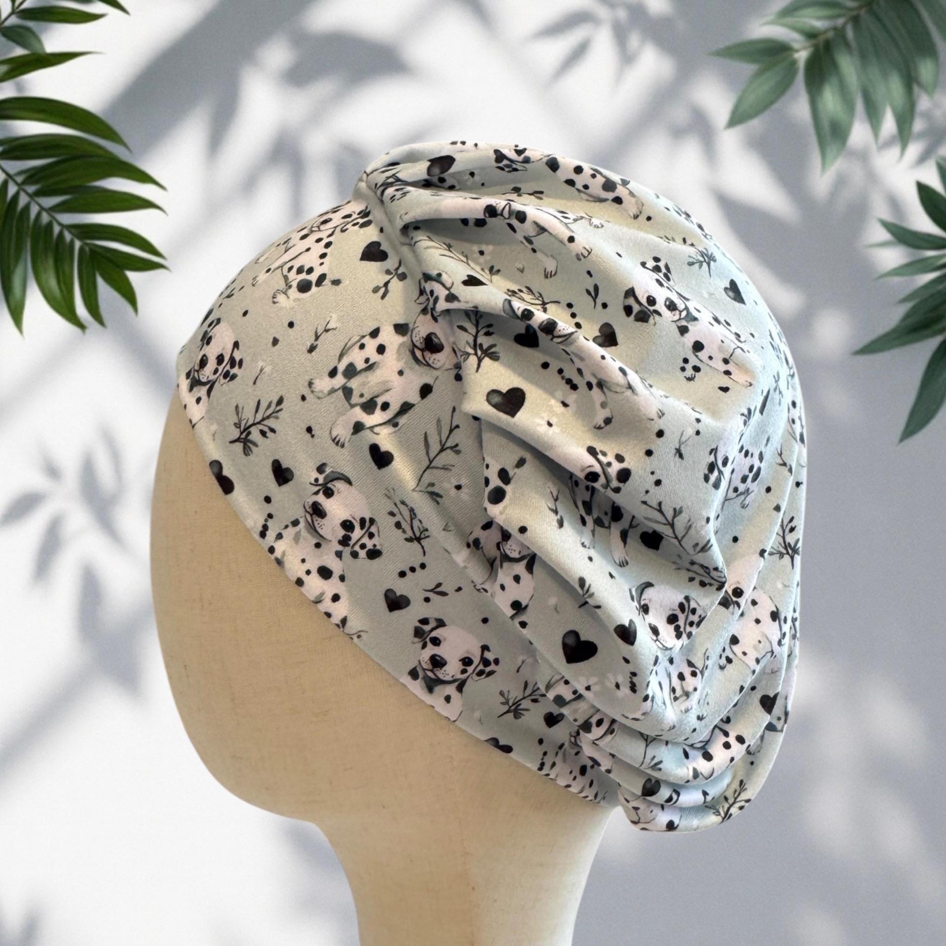 Dalmatian Bouffant Scrub Cap, Dog Print Headband Style Surgical Hat, OR