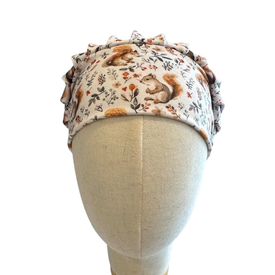 Squirrel Bouffant Scrub Cap, Headband Style Surgical Hat, OR