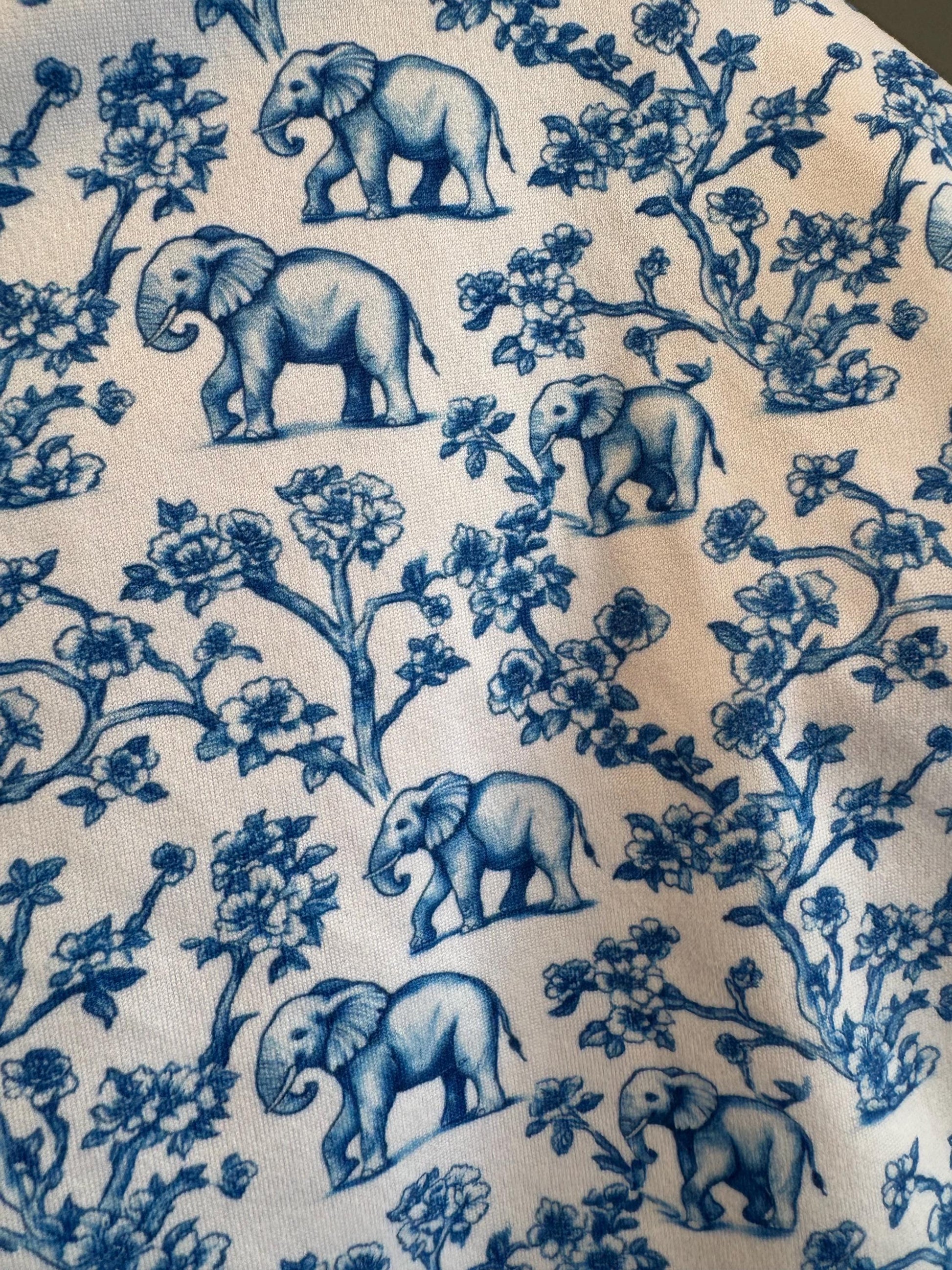 Elephant Bouffant scrub Cap, Blue Toile Surgical Hat, OR Cap