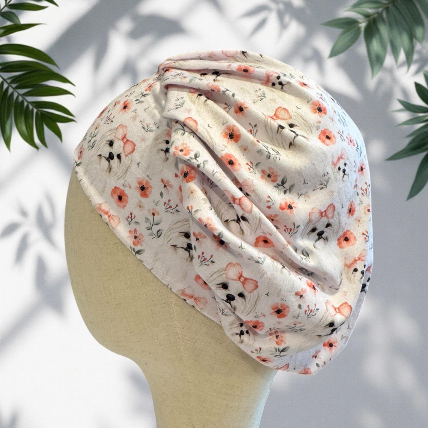 Maltese Bouffant Scrub Cap, Cute Dog Headband Style Surgical Hat, OR Cap