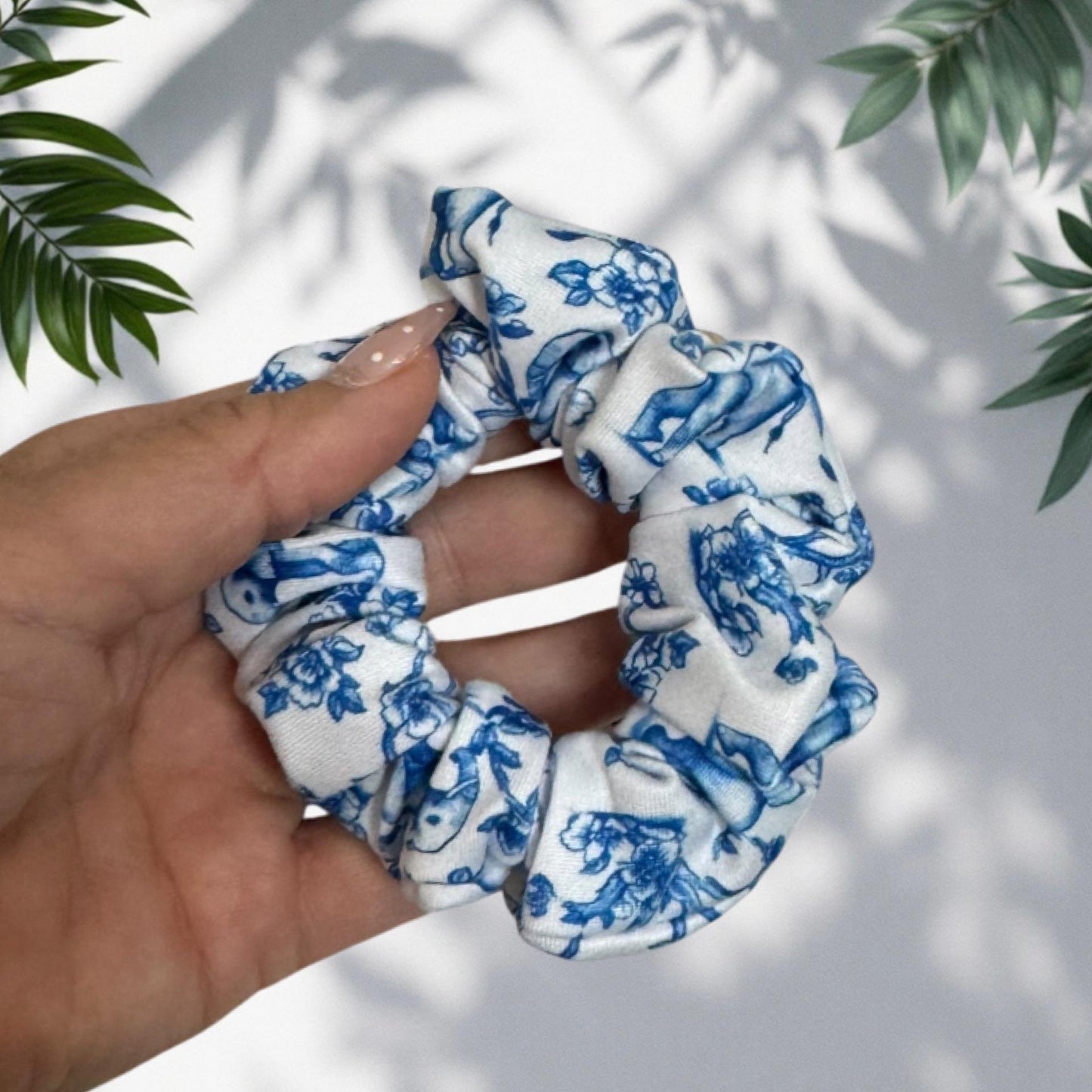 Elephant Bouffant scrub Cap, Blue Toile Surgical Hat, OR Cap