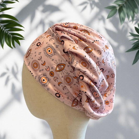 Evil Eye Bouffant Scrub Cap, Headband Style Surgical Hat, OR Cap, Celestial Nurse Hat