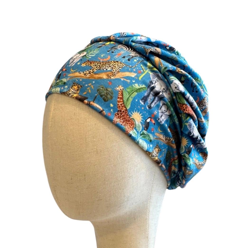 Safari Animal Bouffant Scrub Cap, Headband Style Surgical Hat, OR Cap, Jungle Nurse Scrub Hat