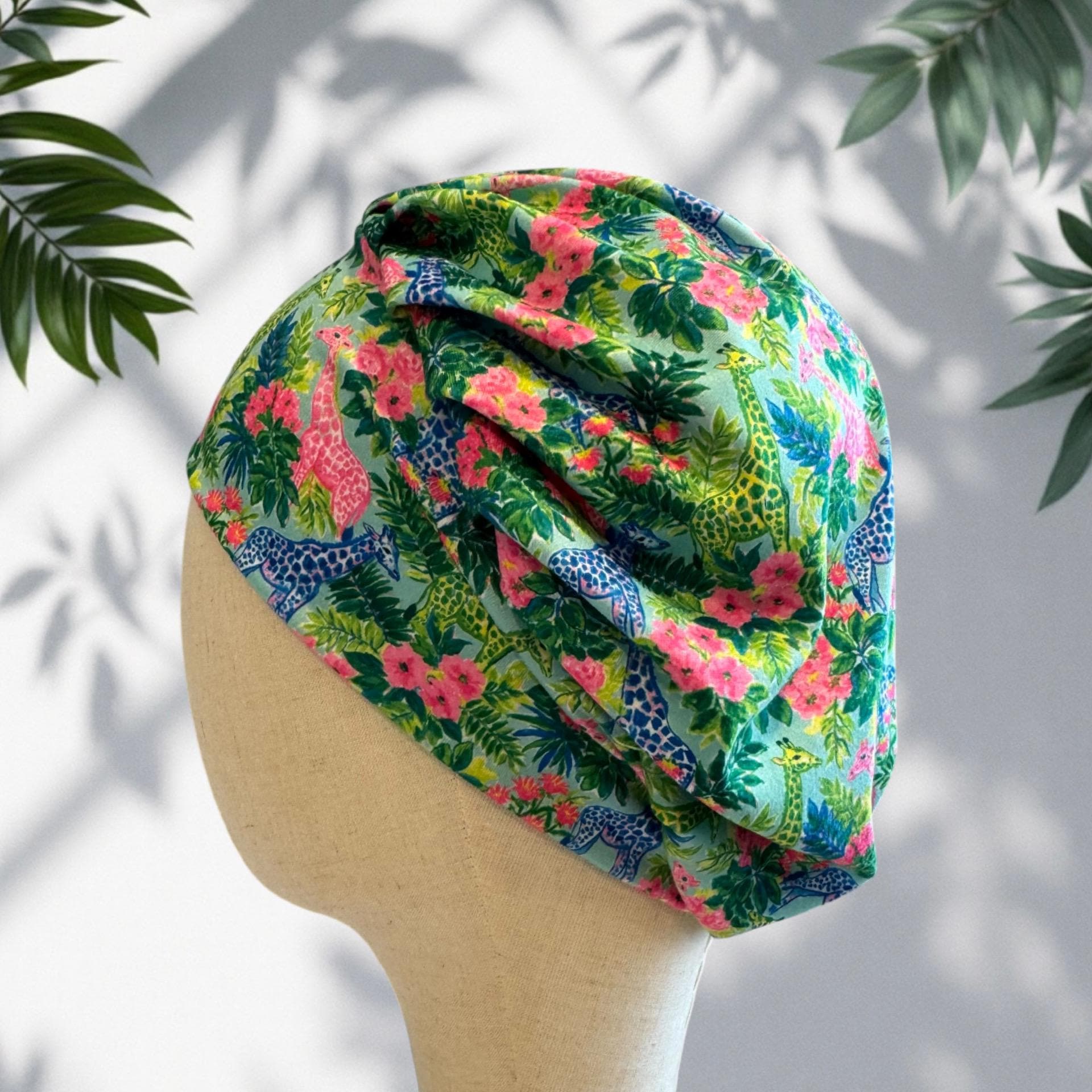 Safari Giraffe Bouffant Scrub Cap, Headband Style Surgical Hat, OR Cap, Jungle Nurse Scrub Hat