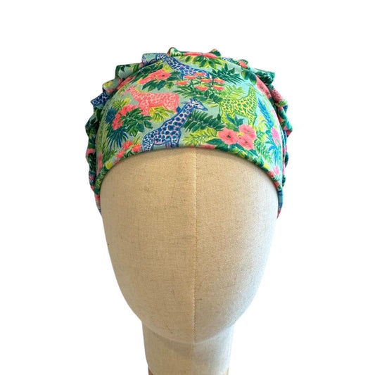 Safari Giraffe Bouffant Scrub Cap, Headband Style Surgical Hat, OR Cap, Jungle Nurse Scrub Hat