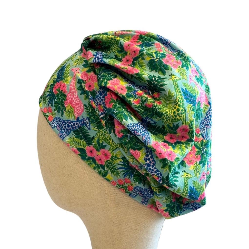 Safari Giraffe Bouffant Scrub Cap, Headband Style Surgical Hat, OR Cap, Jungle Nurse Scrub Hat